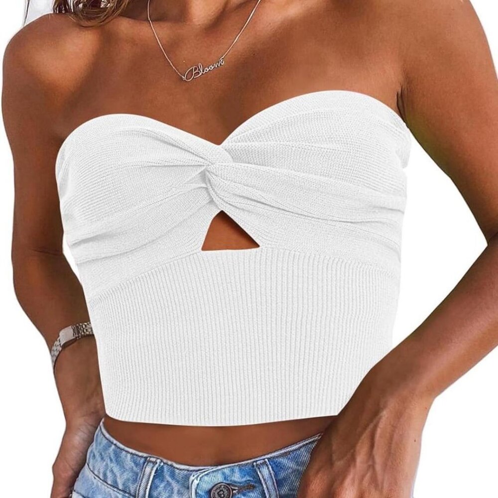 white twist tie tube top